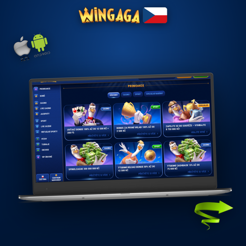Wingaga Casino jak vyhrát: notebook s grafem bankroll managementu a žetony na tmavém pozadí