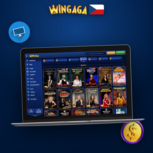 Wingaga Casino pro PC – desktopový klient s neonovým rozhraním na notebooku