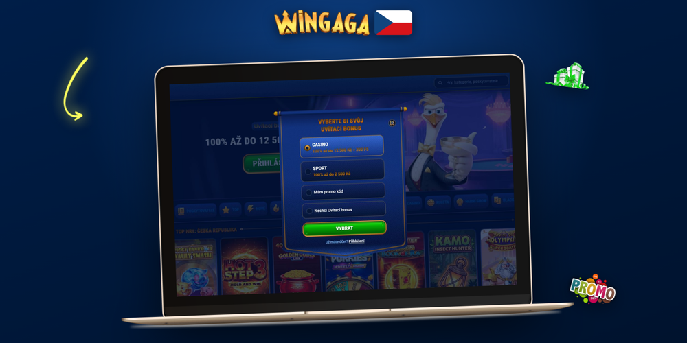 Přihlašovací stránka Wingaga Casino s ikonou zákaznické podpory dostupné 24 hodin denně